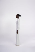 Dominique white iridescent long sleeve sequin maxi dress gown front view Oúhre Australia