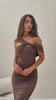 Jessica espresso multiway knot side tie asymmetric draped ruched maxi dress halter neck style Oúhre Australia